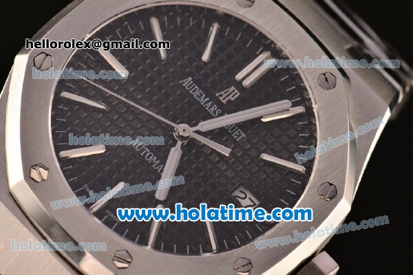 Audemars Piguet Royal Oak Asia 2813 Automatic Stainless Steel Case with Black Dial and Stick Markers - Click Image to Close